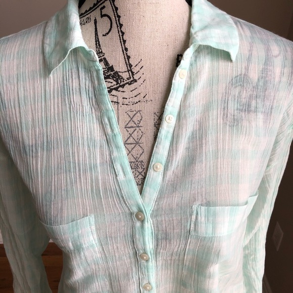 Aerie Long Sleeve Mint Green Tunic Button Up M - Picture 6 of 8